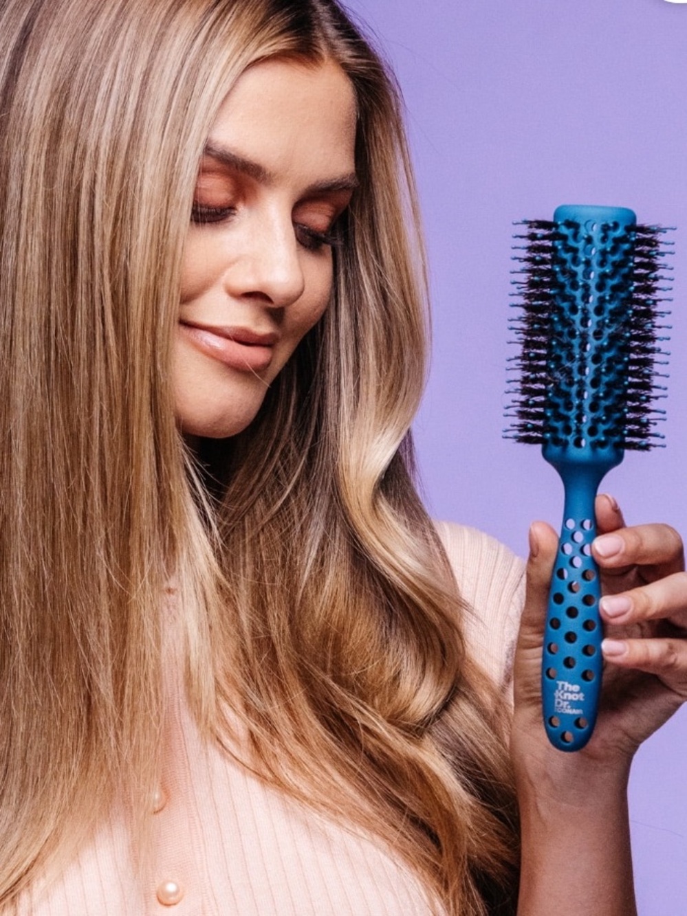 Blue Round Vent Brush for Women - Detangling & Styling